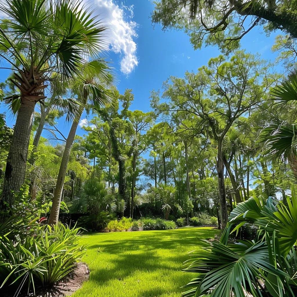 Healthy trees in a Jacksonville backyard, showcasing the importance of tree trimming and pruning