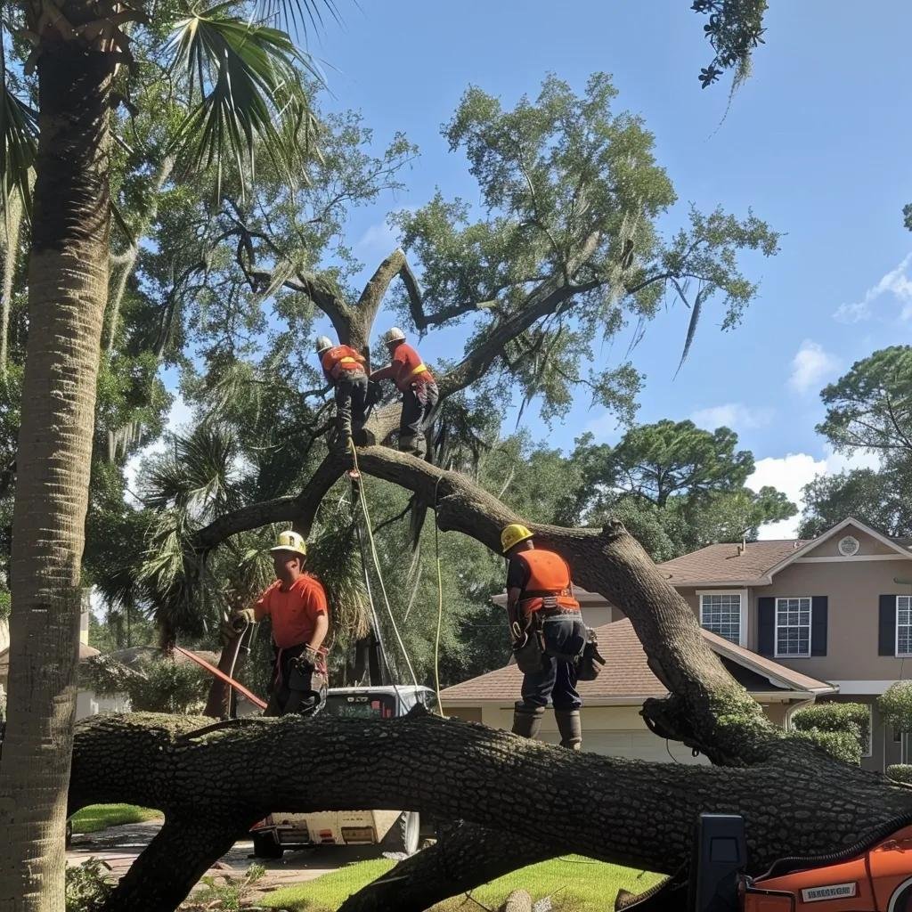 Local tree service team removing fallen tree in Jacksonville