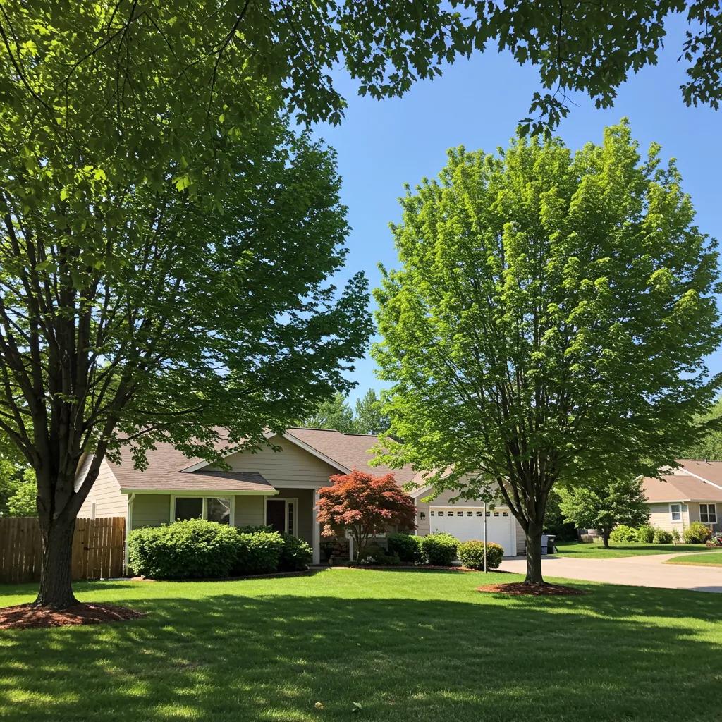 A beautiful home surrounded by mature trees, illustrating how trees enhance property value and curb appeal.
