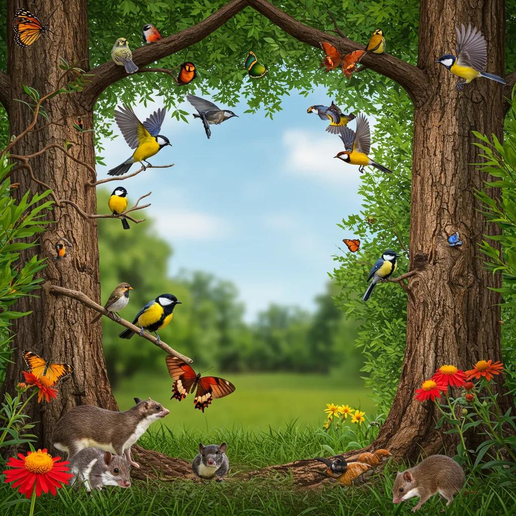 Diverse wildlife thriving in a tree-rich environment in Orlando