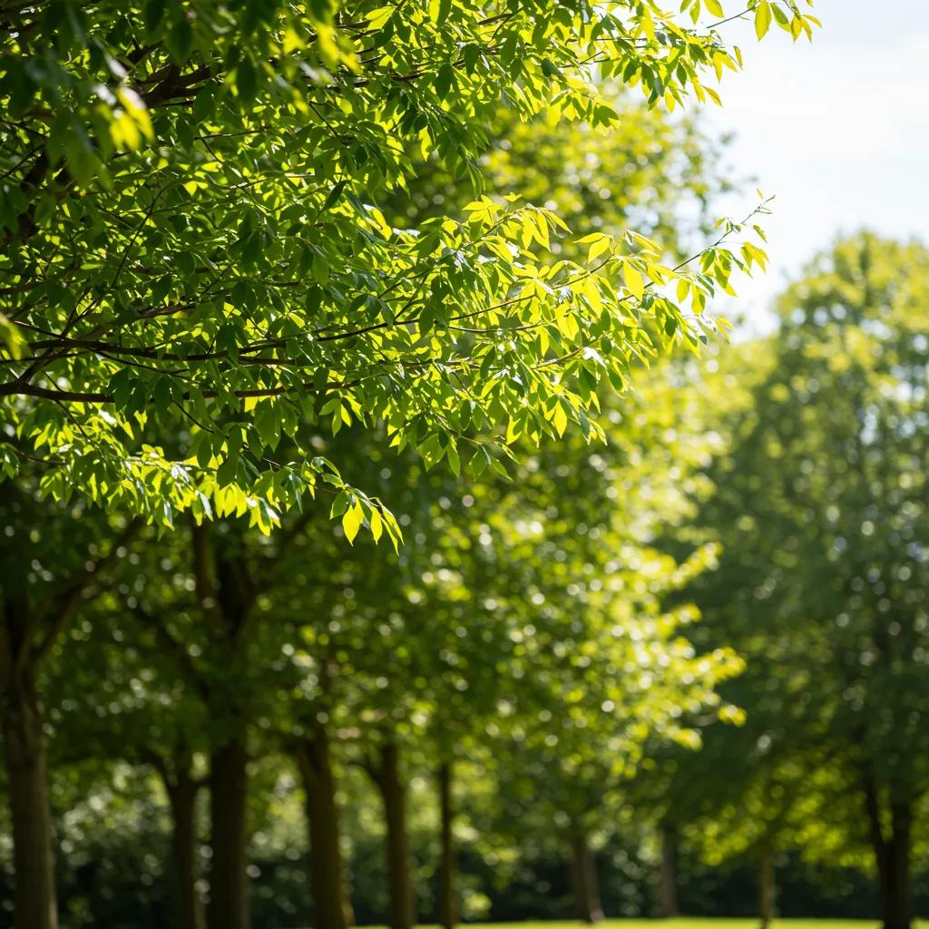 Healthy tree representing sustainable tree care practices in a vibrant landscape
