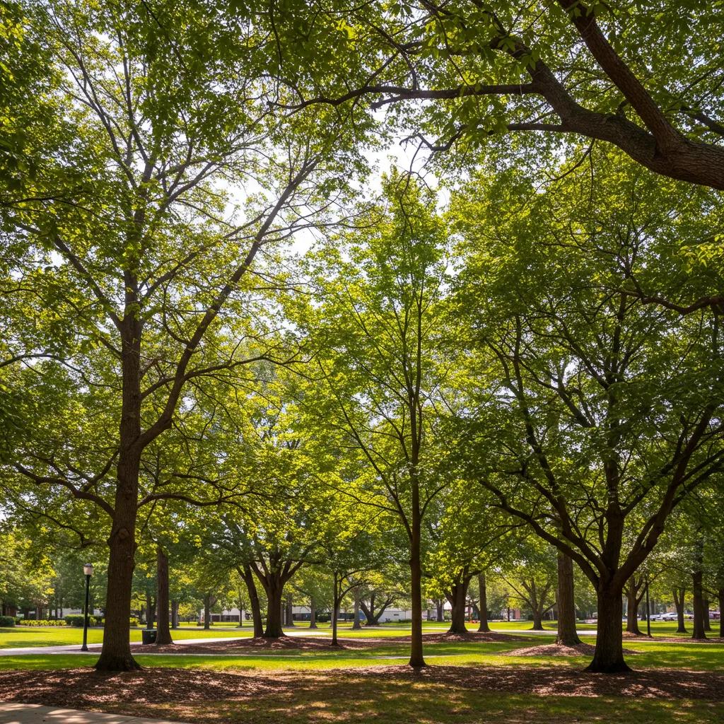 Lush urban landscape with diverse trees enhancing environmental quality in Orlando