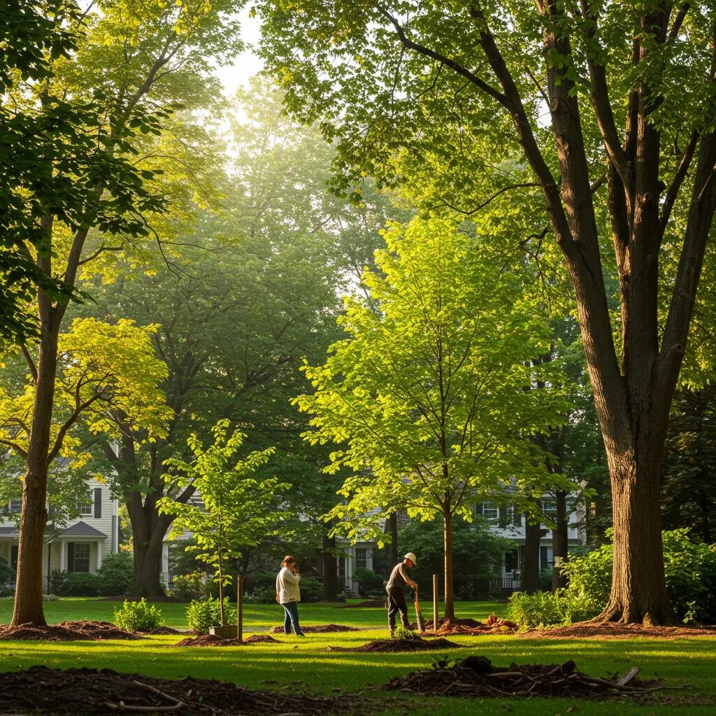 Urban trees in a residential area contributing to climate change mitigation and urban cooling