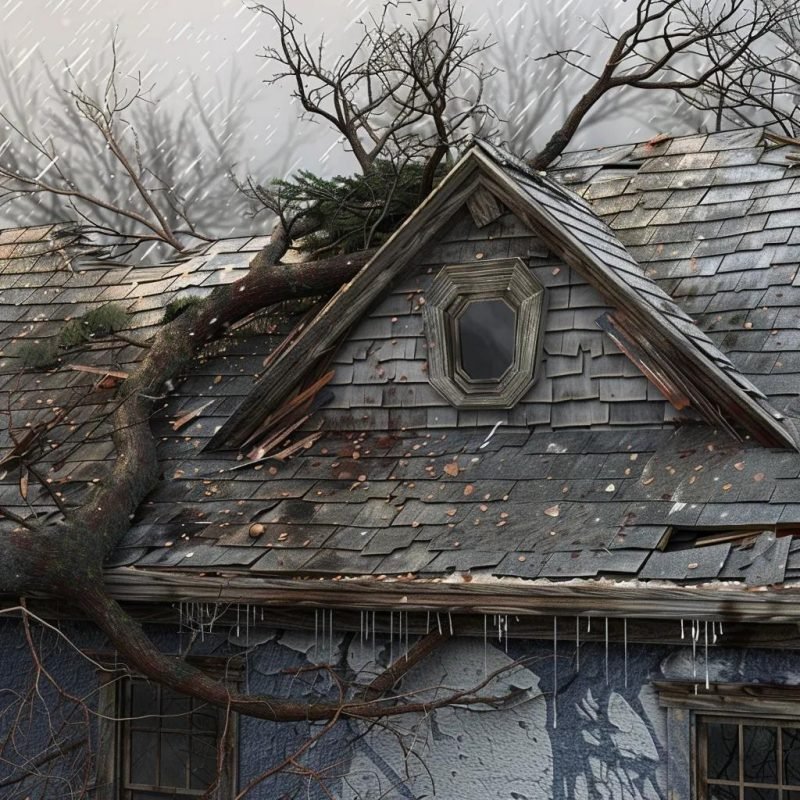 Types of storm damage in Jacksonville including roof and water damage